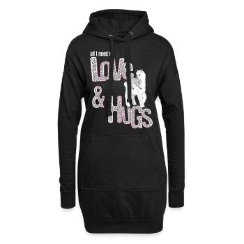 Alpaka Faultier Liebe Geschenk Geburt - Hoodie-Kleid - Schwarz - Vorne