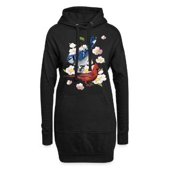 Der nördliche Kardinal und der blaue Eichelhäher - Hoodie-Kleid - Schwarz - Vorne