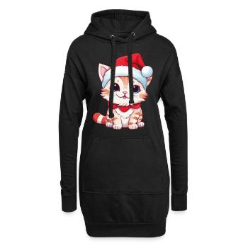 Chat Noël Noël Chat Mignon Joyeux Catmas - Sweat-shirt à capuche long Femme - noir - Devant