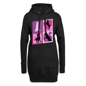 Chiens J’Aime Chiens Silhouettes Doggy Vintage - Sweat-shirt à capuche long Femme - noir - Devant