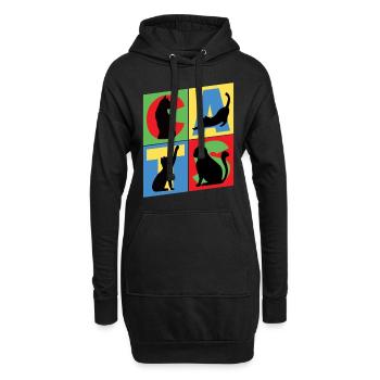 Chaton Chaton Chaton Kitty Silhouette Art - Sweat-shirt à capuche long Femme - noir - Devant