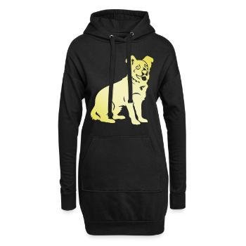 Silhouette de chien corgi - Sweat-shirt à capuche long Femme - noir - Devant