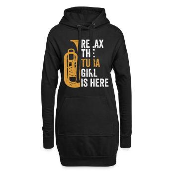 Tuba Mädchen Tubist Blasmusik - Hoodie-Kleid - Schwarz - Vorne