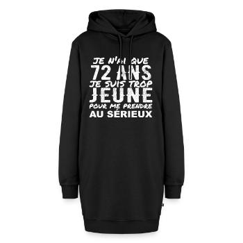 J'ai 72 ans | Humour Cadeau D'anniversaire 72 ans - Sweat-shirt à capuche long Femme - noir - Devant