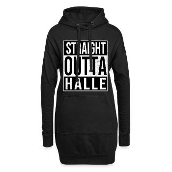 Straight Outta Halle an der Saale - Hoodie-Kleid - Schwarz - Vorne