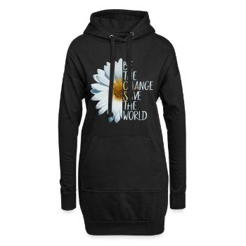 Sei der Wandel Rette die Welt Klimaschutz Natur - Hoodie-Kleid - Schwarz - Vorne