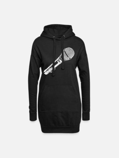 Mikrofon Hand gezeichnet - Hoodie-Kleid - Schwarz