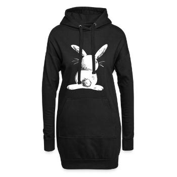 Weißer Langohr Hase Comic - Hoodie-Kleid - Schwarz - Vorne