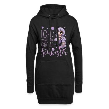 Ich werde eine große Schwester Meerjungfrau - Hoodie-Kleid - Schwarz - Vorne