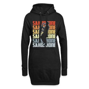 Vintage Saxophone - Sweat-shirt à capuche long Femme - noir - Devant