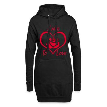 Eine Rose zum Verlieben - Hoodie-Kleid - Schwarz - Vorne