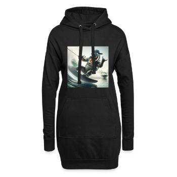 Coole Crocodile Wassersport Stil - Hoodie-Kleid - Schwarz - Vorne