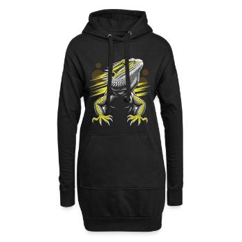 Tête de dragon dragon barbu lézard - Sweat-shirt à capuche long Femme - noir - Devant