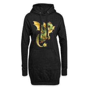 Drache - Hoodie-Kleid - Schwarz - Vorne