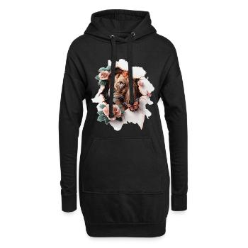 Löwe Vintage - Hoodie-Kleid - Schwarz - Vorne