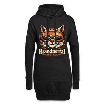 Katze Skibrille Retro Panorama lustig Geschenk - Hoodie-Kleid - Schwarz - Vorne