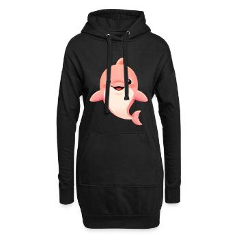 Baby rosa Delphin - Hoodie-Kleid - Schwarz - Vorne