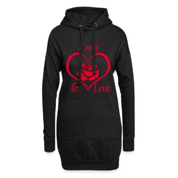 Une rose pour aimer - Sweat-shirt à capuche long Femme - noir - Devant