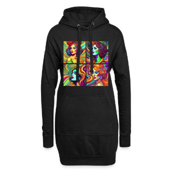 psychedelic Léa - Sweat-shirt à capuche long Femme - noir - Devant