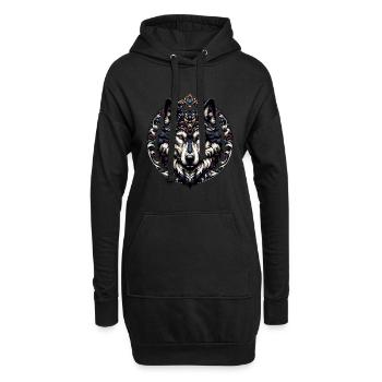 loup majestueux avec cadre - Sweat-shirt à capuche long Femme - noir - Devant