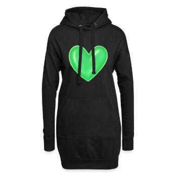 Herz grün hellgrün Geschenkidee - Hoodie-Kleid - Schwarz - Vorne