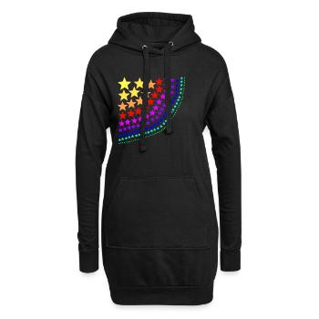 Sterne bunt Regenbogen Geschenkidee - Hoodie-Kleid - Schwarz - Vorne