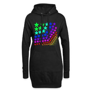Bunte Sterne Regenbogen Geschenkidee - Hoodie-Kleid - Schwarz - Vorne