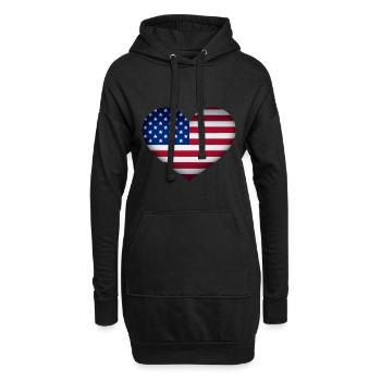 USA Flagge Geschenkidee Fahne Amerika amerikanisch - Hoodie-Kleid - Schwarz - Vorne