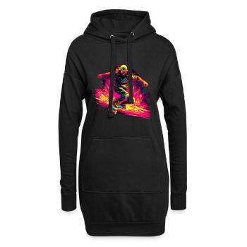 Skateboarder Neon Stil - Hoodie-Kleid - Schwarz - Vorne