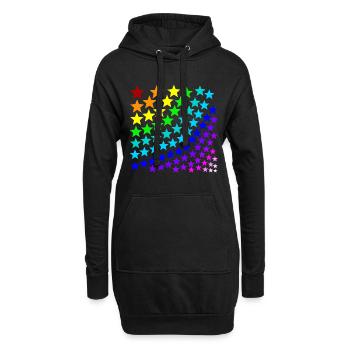 Regenbogen Sterne Geschenkidee bunt - Hoodie-Kleid - Schwarz - Vorne