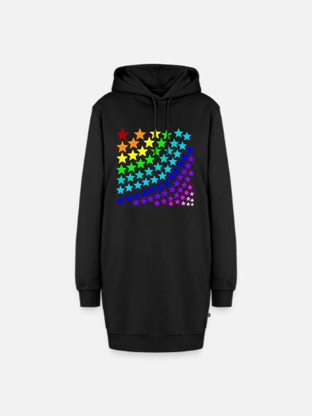 Regenbogen Sterne Geschenkidee bunt - Hoodie-Kleid - Schwarz