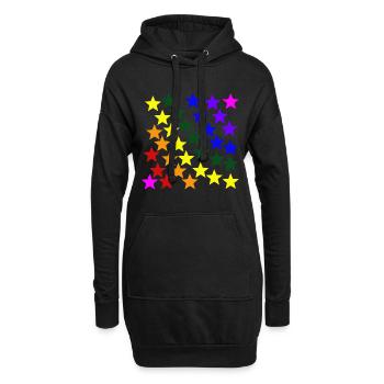 Sterne Regenbogen Geschenkidee bunt farbenfroh - Hoodie-Kleid - Schwarz - Vorne