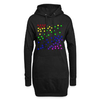 Regenbogen Sterne bunt Geschenkidee - Hoodie-Kleid - Schwarz - Vorne