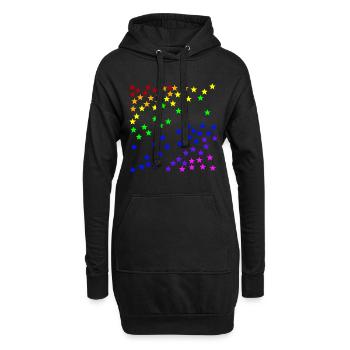 Sterne Regenbogen Geschenkidee bunt farbenfroh - Hoodie-Kleid - Schwarz - Vorne