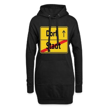 Stadt? Dorf! - Hoodie-Kleid - Schwarz - Vorne