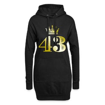 43 Zahl Krone Gold - Hoodie-Kleid - Schwarz - Vorne