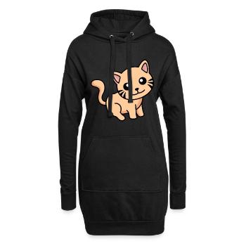 Katze Comic Tier - Hoodie-Kleid - Schwarz - Vorne