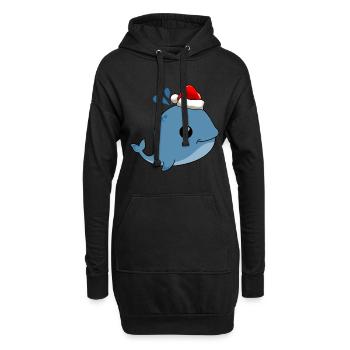 Baleine Comic Noël - Sweat-shirt à capuche long Femme - noir - Devant