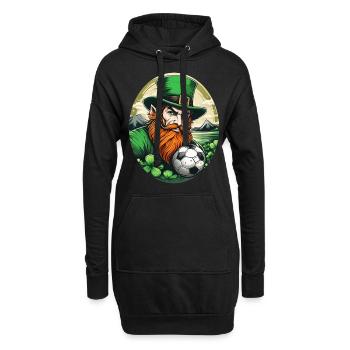 St. Patrick's Day Kleeblatt Fußball - Hoodie-Kleid - Schwarz - Vorne