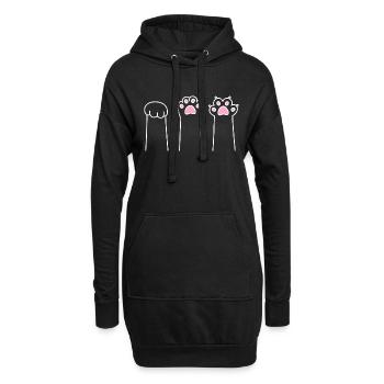 Katze Pfote Spiel Katzenpfoten Stein Papier Schere - Hoodie-Kleid - Schwarz - Vorne