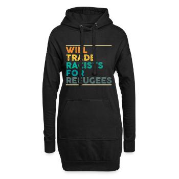 Welt Flüchtlingstag Menschenrechte Antirassismus E - Hoodie-Kleid - Schwarz - Vorne
