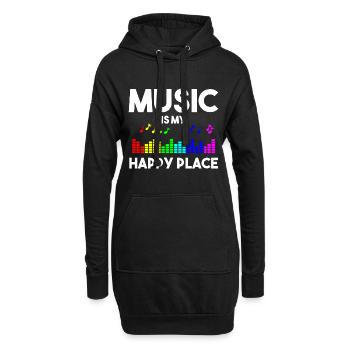 Music Is My Happy Place Musik Musiker - Hoodie-Kleid - Schwarz - Vorne
