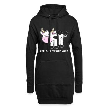 Lustige Kuh Rancharbeiter Landwirt - Hoodie-Kleid - Schwarz - Vorne