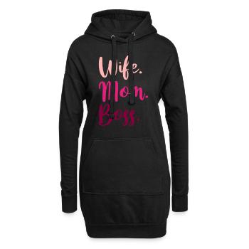 Wife Mom Boss Mama der wahre Chef Frauenpower - Hoodie-Kleid - Schwarz - Vorne