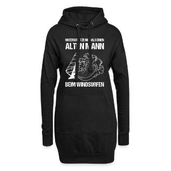 Unterschätze niemals einen alten Mann Windsurfen - Hoodie-Kleid - Schwarz - Vorne