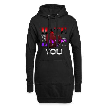 Hass und Liebe Herz für Liebende und Verliebte - Hoodie-Kleid - Schwarz - Vorne