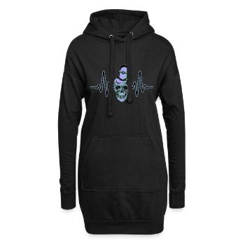 Herzschlag Skater Skateboard Skaten Skull - Hoodie-Kleid - Schwarz - Vorne