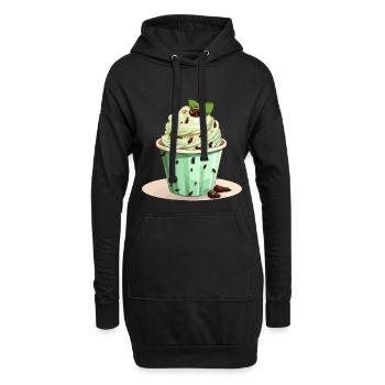 Minze Schokoladen Chip Eiscreme Tüte - Hoodie-Kleid - Schwarz - Vorne