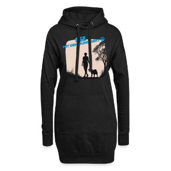 Die mit dem Hund geht - Hoodie-Kleid - Schwarz - Vorne