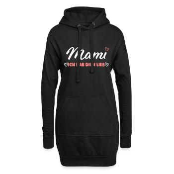 Muttertag: Mami - Ich hab dich lieb - Herz - Hoodie-Kleid - Schwarz - Vorne